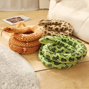 Realistic Green Spotted Plush Snake Toy