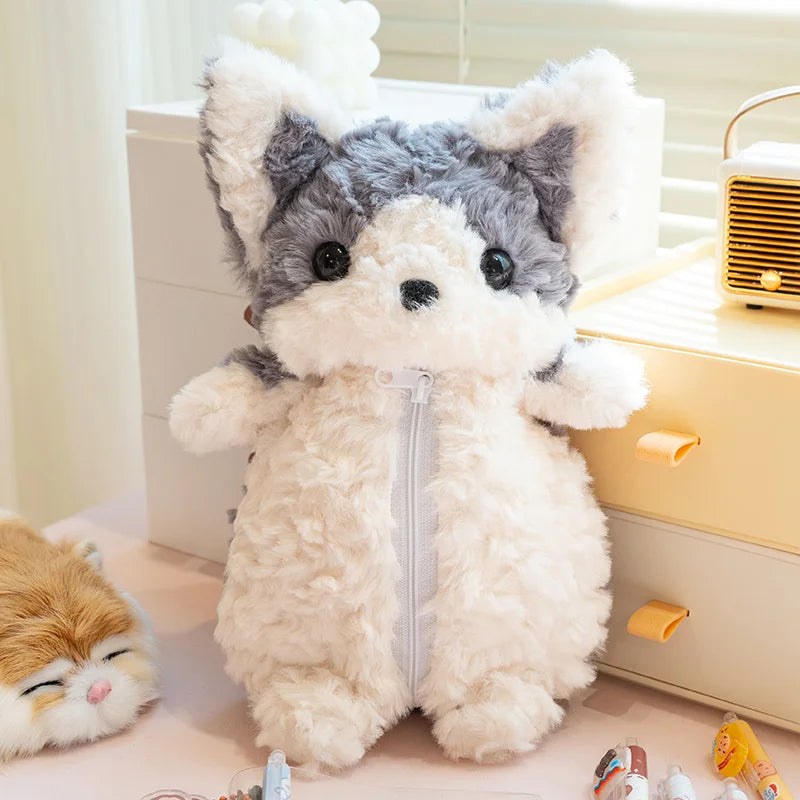Fluffy Brown and Cream Puppy Pencil Case - Image 8