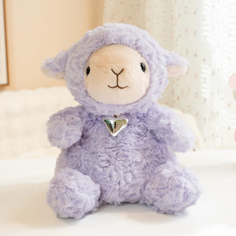 Lavender Curly Plush Lamb with Heart Charm - Image 14