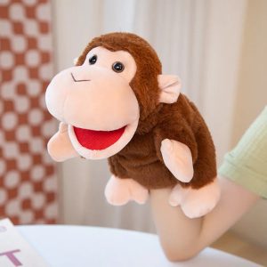 Brown Plush Monkey Hand Puppet with Movable Mouth