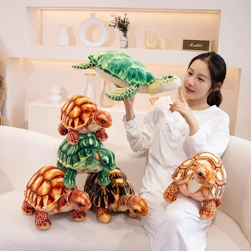 Stacking Realistic Brown Sea Turtle Plush Family - Image 3