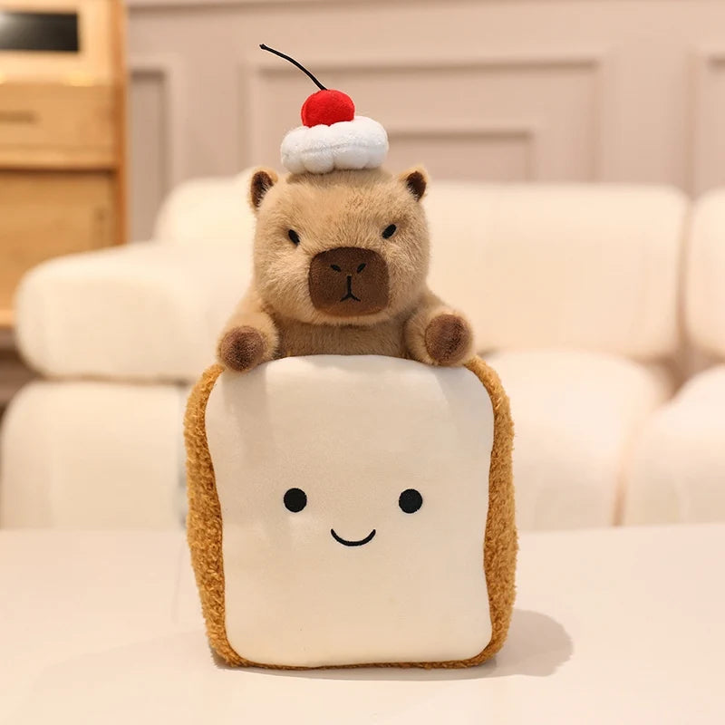 Plush Capybara with Cherry Hat and Dessert Bed - Image 10