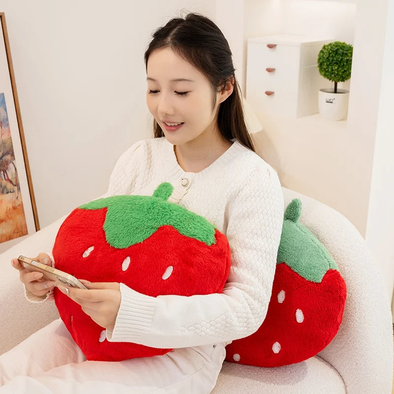 Cute Red Strawberry Plush Throw Pillow - Image 6