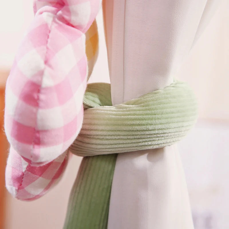 Plush Gingham Flower Curtain Tie-Back with Corduroy Stem - Image 5