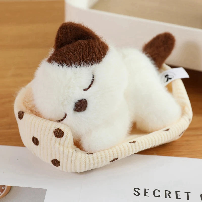 Cute Sleeping Animal Plush in Polka Dot Bed - Image 10