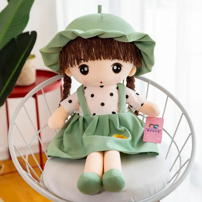 Cute Plush Doll with Plaid Hat & Polka Dot Dress - Image 17