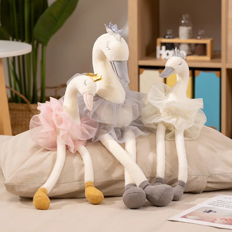 Sleeping Swan Plush Toy with Crown and Tulle Skirt - Image 5