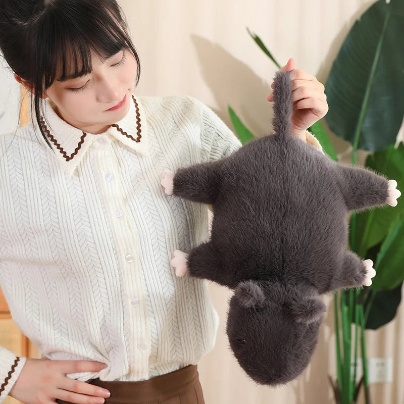 Soft Dark Gray Mole Plush Toy with White Paws - Image 2