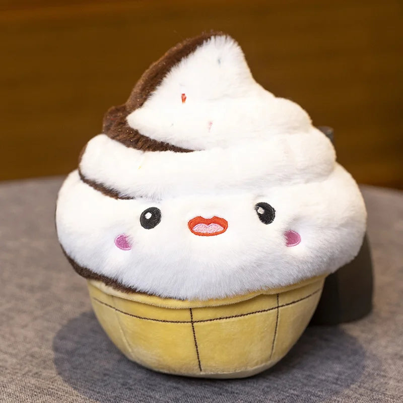Cute Pink and White Cupcake Plush Toy with Candle - Image 7