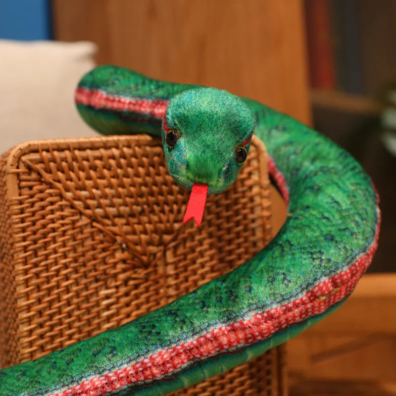 Realistic Red and Black Striped Plush Snake - Image 3