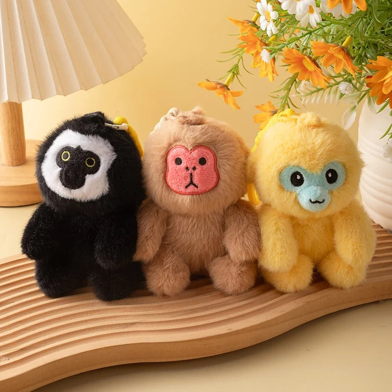 Cute Black Gibbon Plush Keychain - Image 2