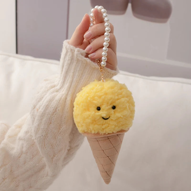 Cute Colorful Plush Ice Cream Keychain with Smile - Image 7