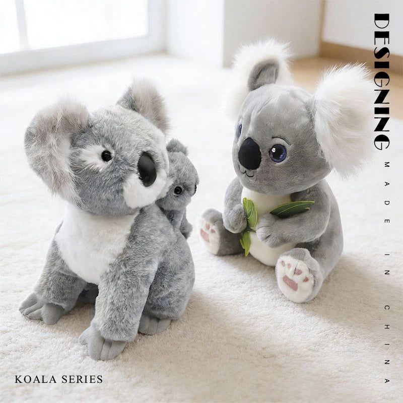 Soft Grey Koala Plush with Baby Joey - Image 3