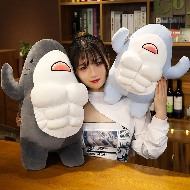 Cute Six-Pack Shark Plush Toy in Blue or Grey - Image 2