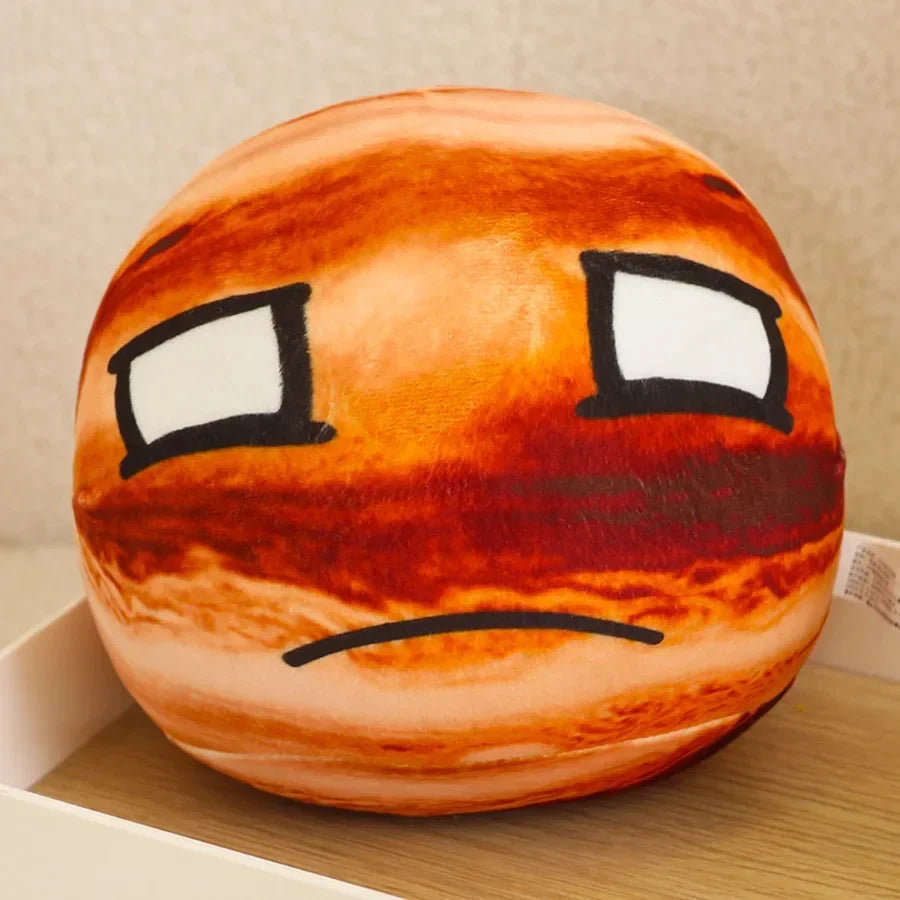 Round Orange Sun Plush Pillow with Asymmetric Face - Image 4