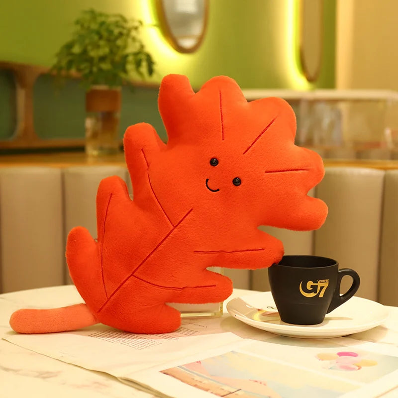 Cute Leaf Plush Pillow with Happy Faces - Image 7
