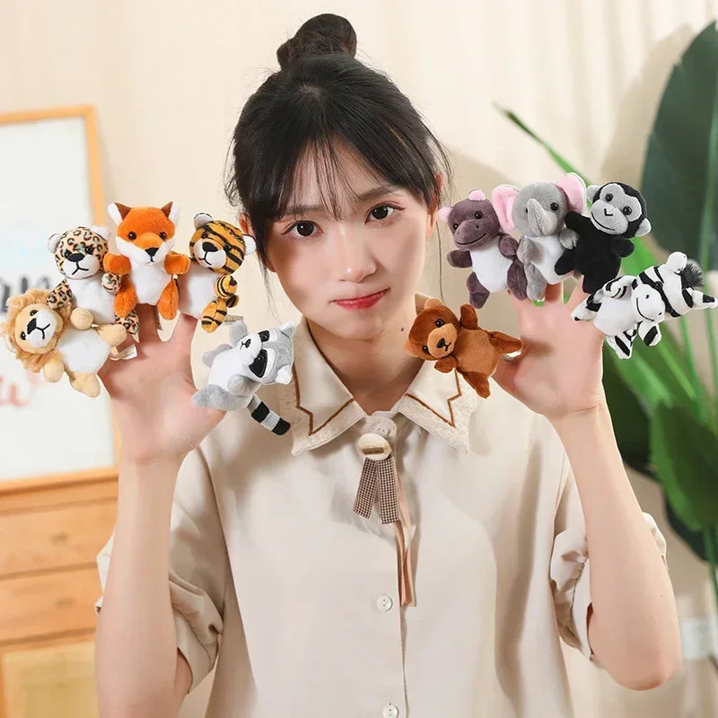 6-Piece Plush Wild Animal Finger Puppet Set - Image 3