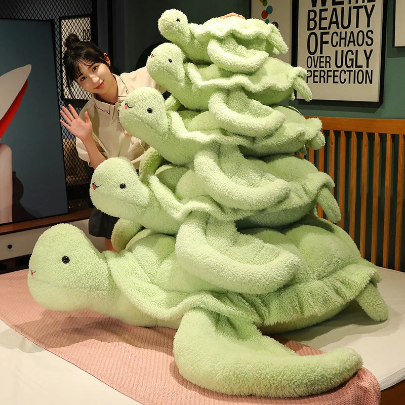 Soft Oversized Light Green Turtle Plush Pillow - Image 2