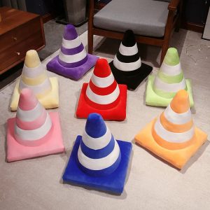 Colorful Traffic Cone Plush Decor Pillow