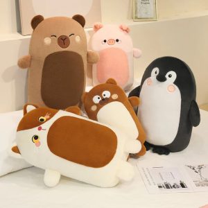 Brown and White Lying Animal Plush