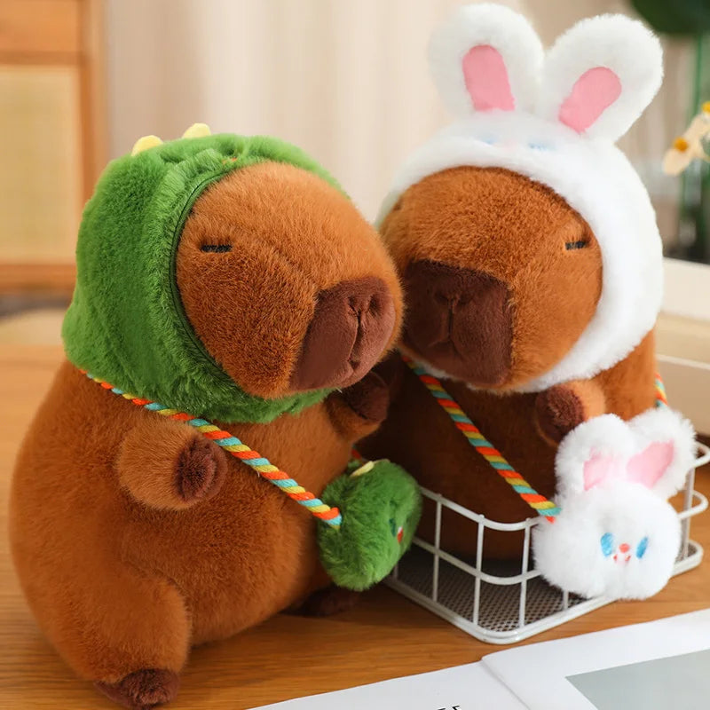 Adorable Capybara Plush with Animal Hood and Bag - Image 5