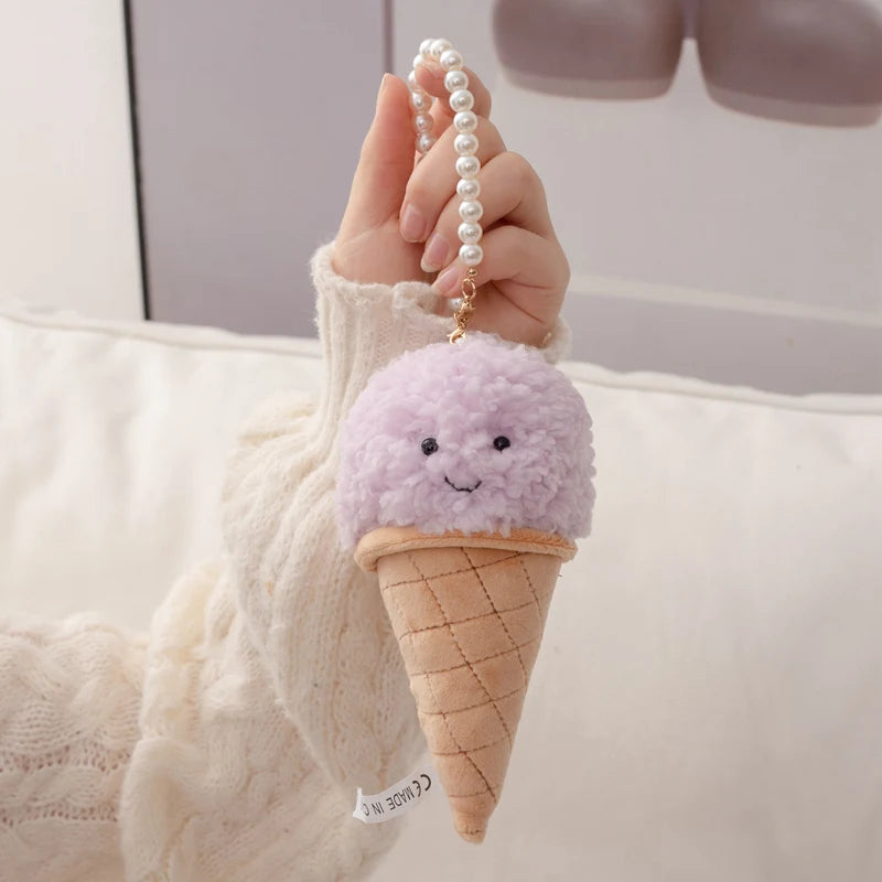 Cute Colorful Plush Ice Cream Keychain with Smile - Image 16