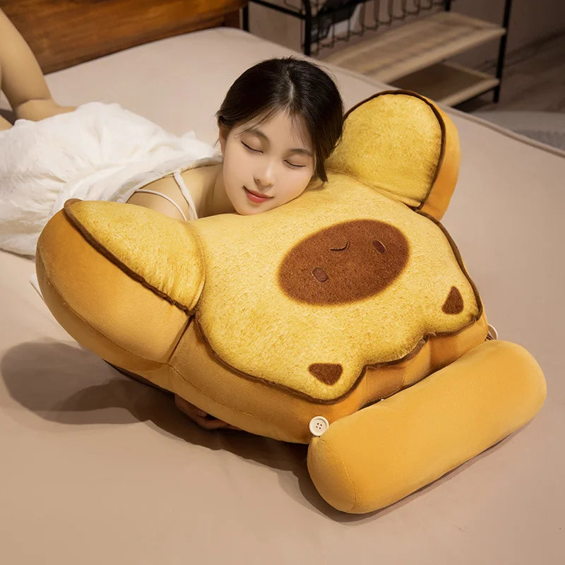 Cute Bear Plush Backrest Pillow with Headrest - Image 3
