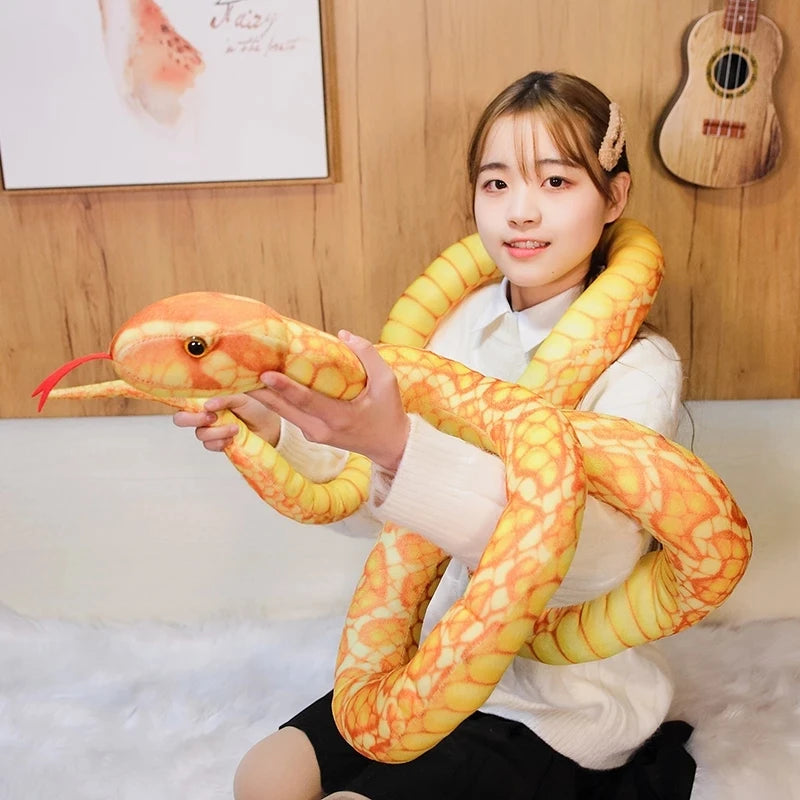 Giant Orange and Yellow Plush Snake with Tongue - Image 3