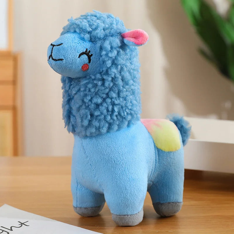Soft Pink and Blue Alpaca Plush Toy with Curly Mane - Image 8