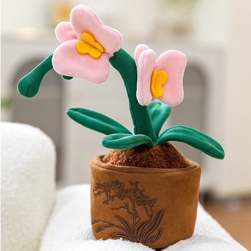 Cute Plush Purple Iris with Embroidered White Pot - Image 15