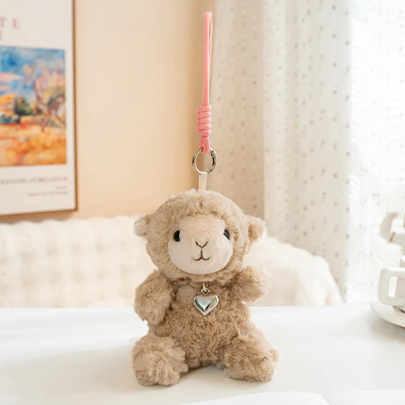 Lavender Curly Plush Lamb with Heart Charm - Image 10