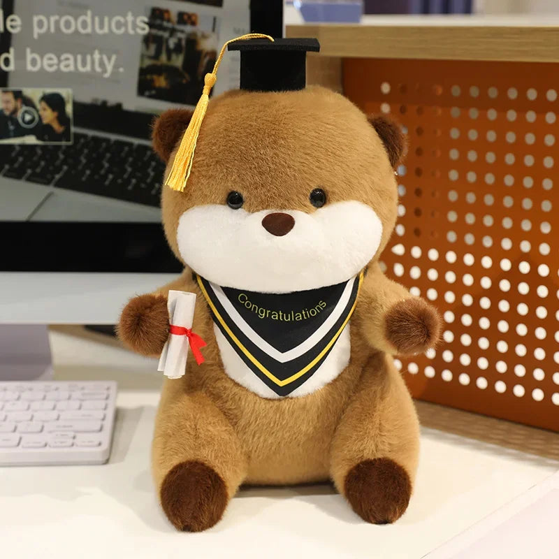 Brown Plush Graduation Bear with Cap and Diploma - Image 7