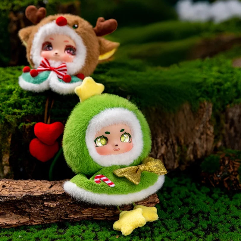 Cute Reindeer Plush Keychain with Green Cape & Heart - Image 6