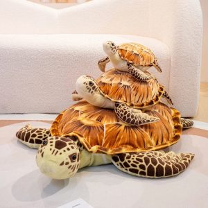 Stacking Realistic Brown Sea Turtle Plush Family