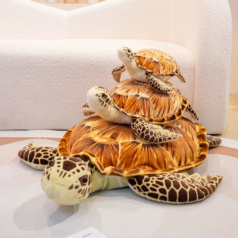 Stacking Realistic Brown Sea Turtle Plush Family