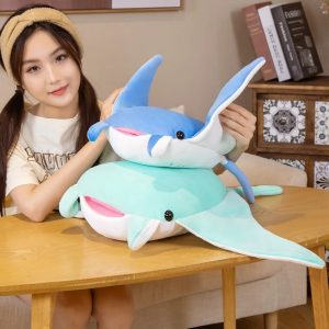 Manta Ray Plush Toy, Blue and Mint Green