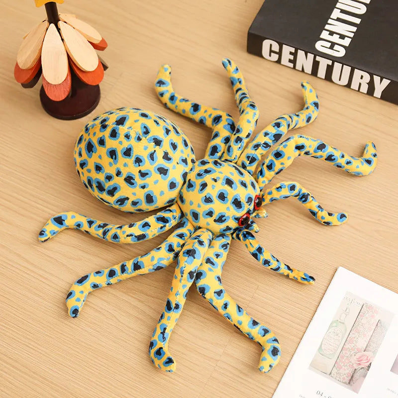 Blue Striped Plush Spider with Red Eyes - Image 11