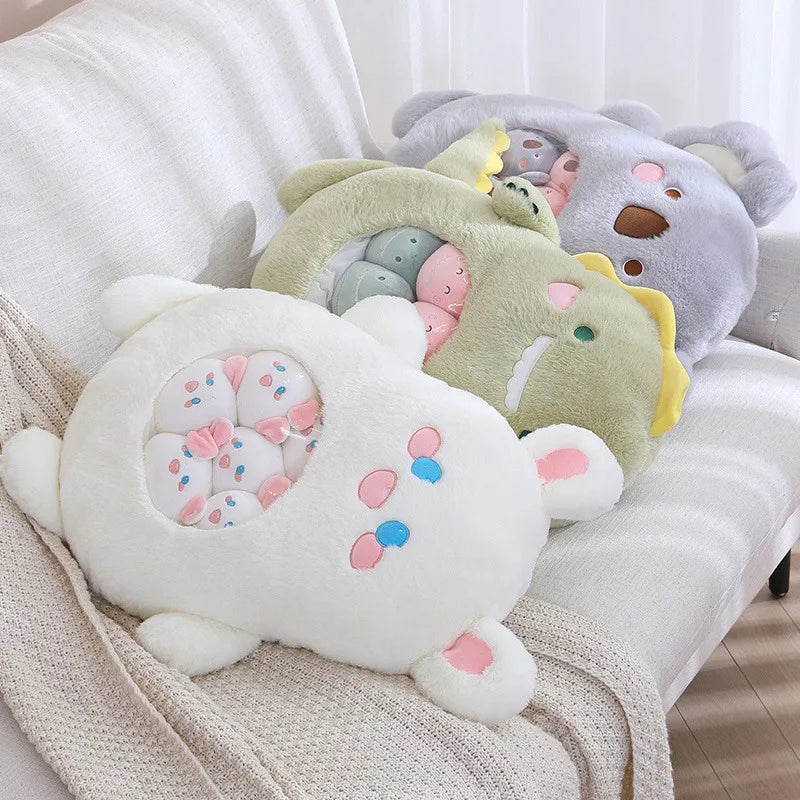 Kawaii Green Dinosaur Plush with Baby Plushies - Image 4