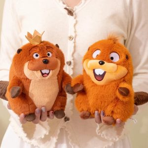 Cute Beaver Plush Toy Pair with Crown
