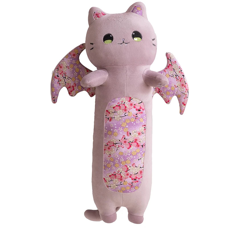 Soft Winged Cat Plush Body Pillow with Cherry Blossom - Image 8
