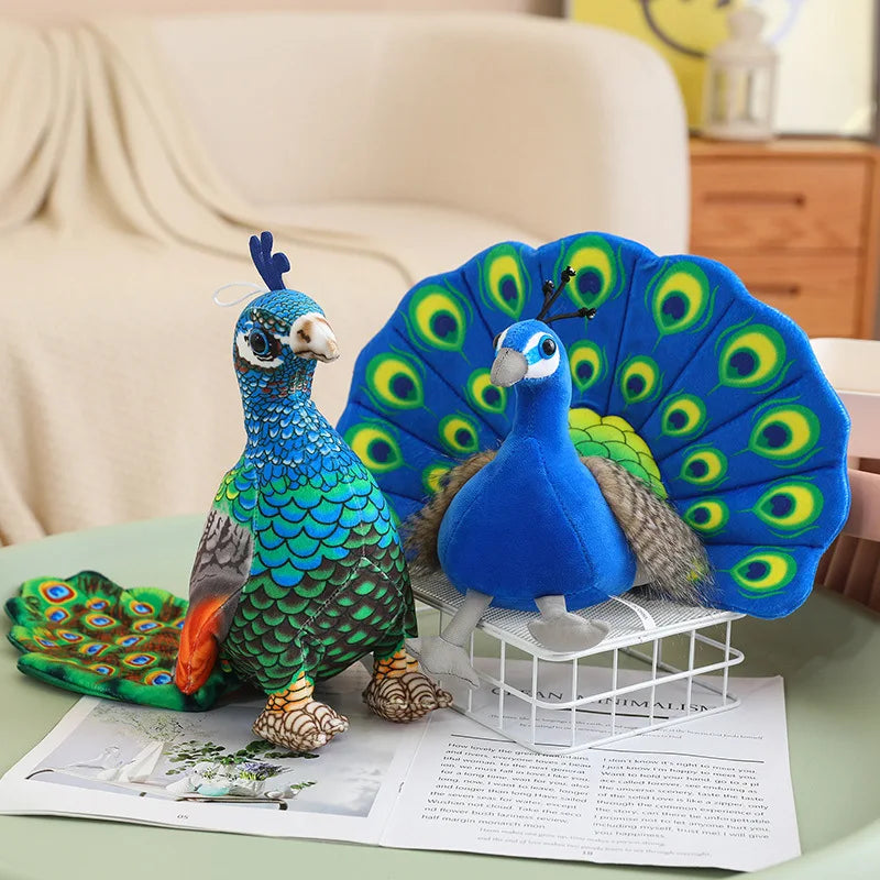 Vibrant Peacock Plush Toy with Fanned Tail - Image 4