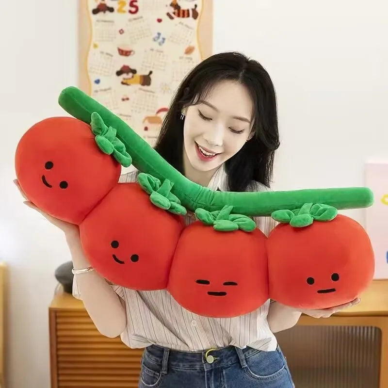 Smiling Red Tomato Vine Plush Pillow - Image 3