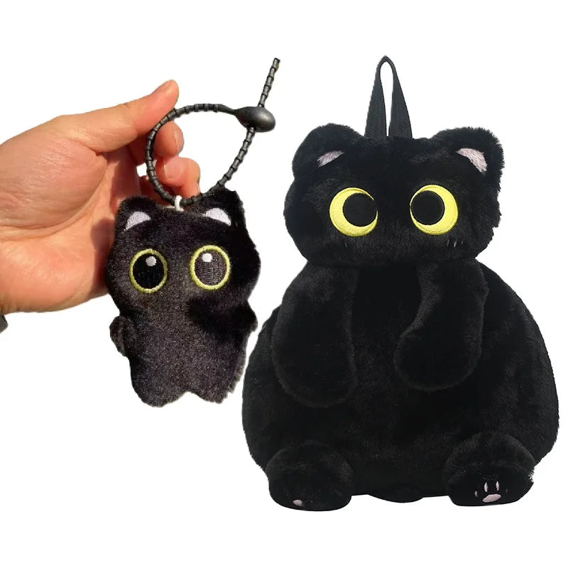Furry Black Cat Backpack with Big Eyes - Image 14