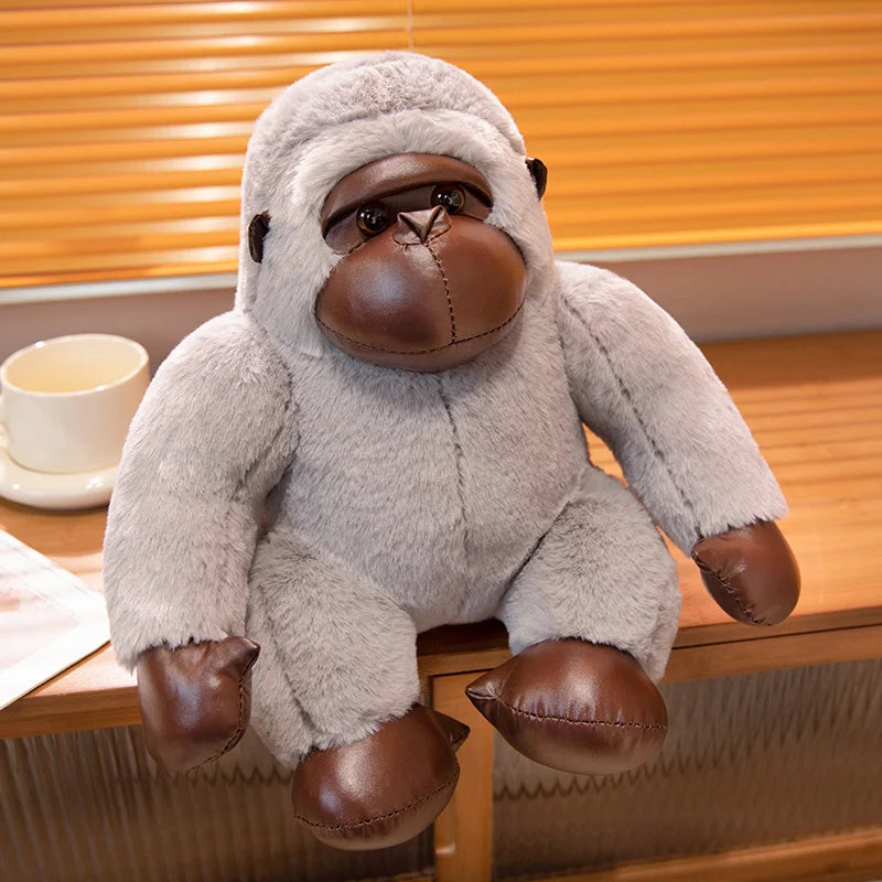 Seated Black Gorilla Plush with Faux Leather Accents - Image 5
