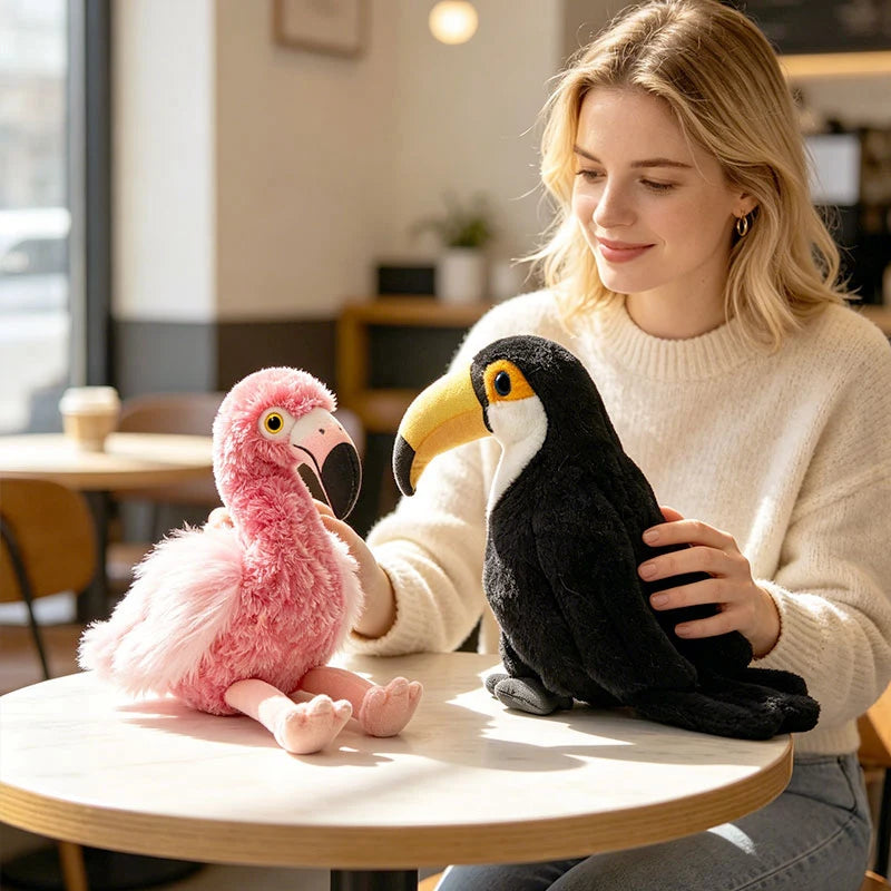 Lifelike Toucan Stuffed Animal with Yellow Beak - Image 2