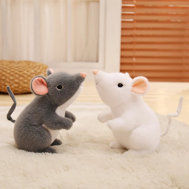 Soft Grey and White Plush Mouse Set - Image 5