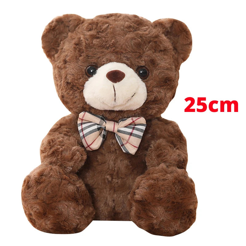 Deep Pink Plush Teddy Bear with Plaid Bow Tie - Image 15