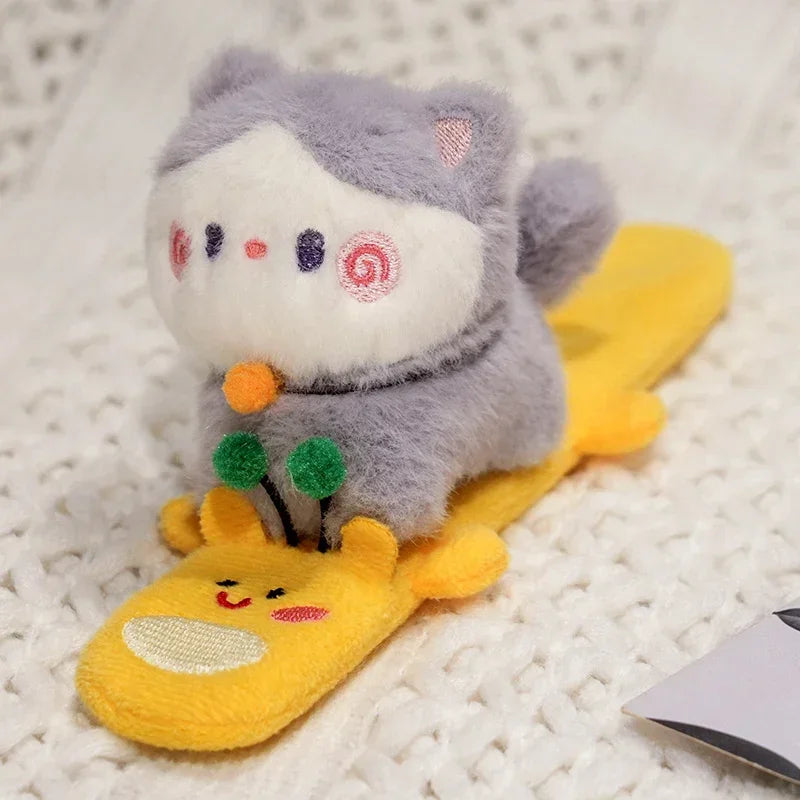 Plush Beige Capybara on Green Frog Slap Bracelet - Image 14