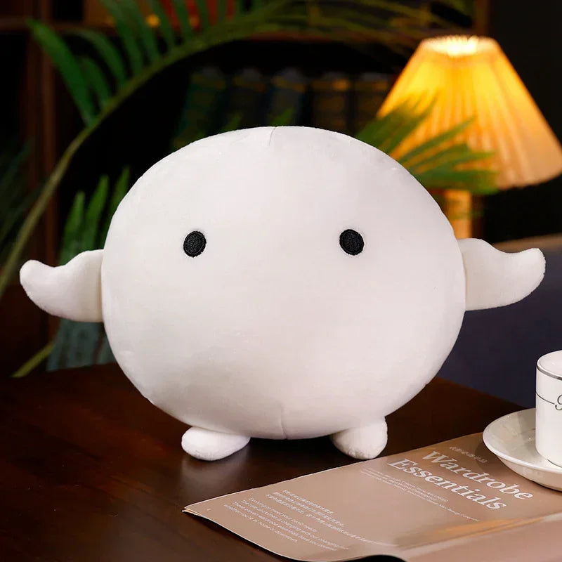 Cute Round White Plush Keychain with Expressions - Image 9