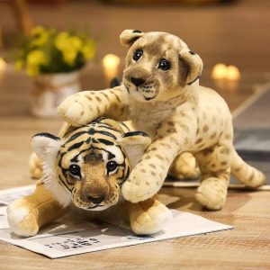 Playful Leopard and Tiger Cub Plush Pair